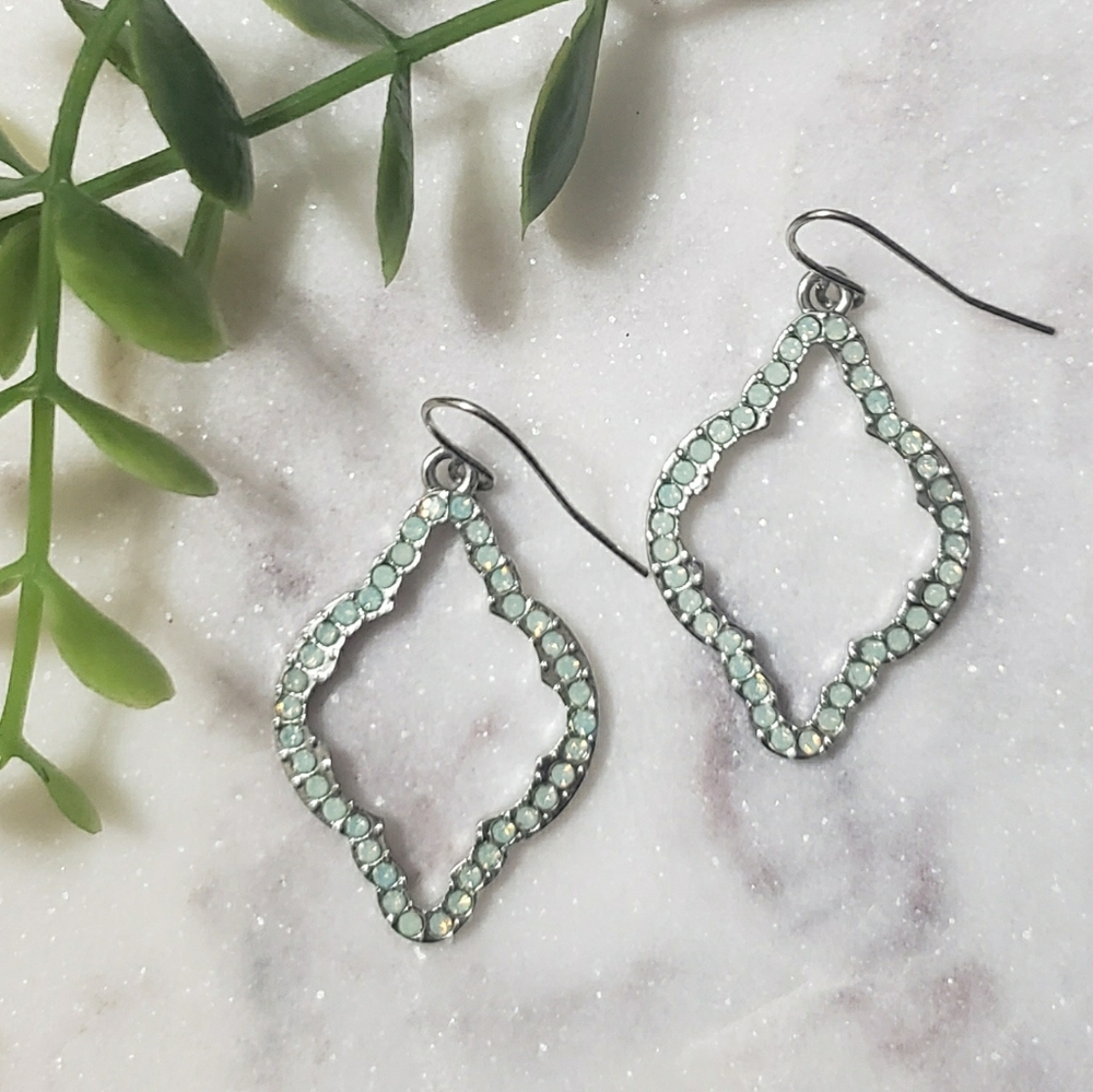 Turquoise and Silver Pendant Earrings
